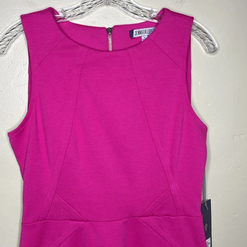 JENNIFER LOPEZ Dress Pink Ponte Knit Flattering MIDI Stretchy Sleeveless 6